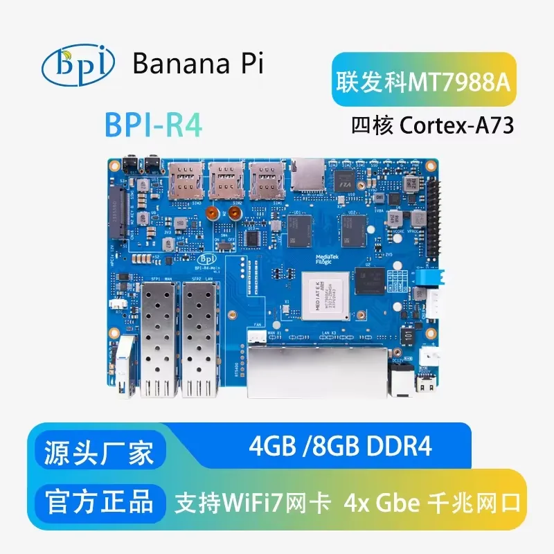 Banana Pi için MTK MT7988A Tas - Bananapi Bpi R4 Wifi 7 incelemesi ve fiyatı